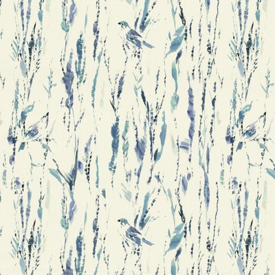 Kasmir Feathers Blue in 5154 Blue Cotton  Blend Fire Rated Fabric Birds and Feather  Abstract  High Performance CA 117   Fabric
