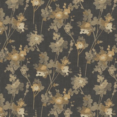 Kasmir Figurative Charcoal in 1462 Grey Polyester
 Fire Rated Fabric Heavy Duty CA 117  Modern Floral  Fabric
