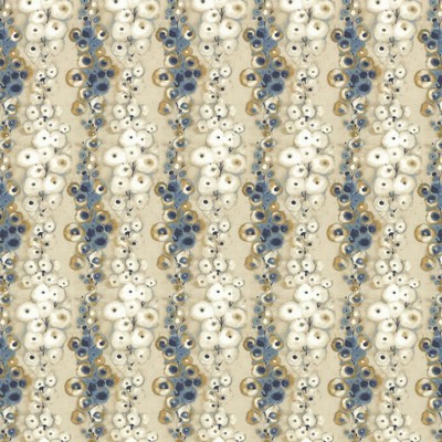 Kasmir Flowerdale Blue in 1463 Blue Cotton
 Fire Rated Fabric Light Duty NFPA 260  Floral Stripe   Fabric