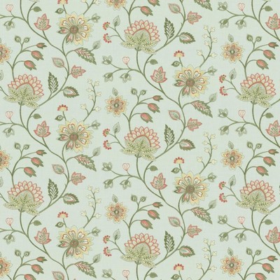 Kasmir Grand Garden Porcelain in 5142 Blue Cotton  Blend Fire Rated Fabric Crewel and Embroidered  Heavy Duty CA 117  NFPA 260  Jacobean Floral   Fabric