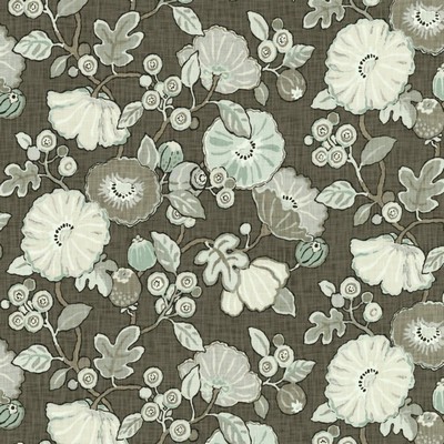Kasmir Hippie Charcoal in 5153 Grey Cotton  Blend Fire Rated Fabric Medium Duty CA 117  NFPA 260  Modern Floral Vine and Flower   Fabric