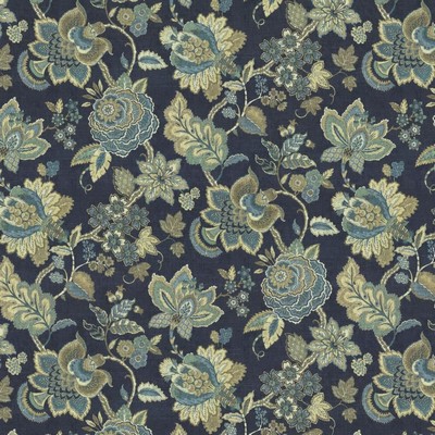 Kasmir Kates Garden Indigo in 5143 Blue Cotton  Blend Heavy Duty Vine and Flower  Jacobean Floral   Fabric