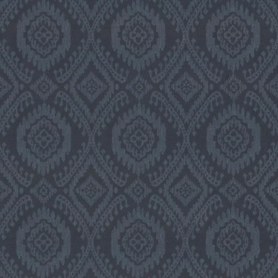 Kasmir Lainey Indigo in 5154 Blue Polyester  Blend Fire Rated Fabric Classic Damask  Heavy Duty CA 117  NFPA 260  Ethnic and Global   Fabric
