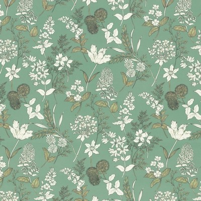 Kasmir Lily Seafoam in 5154 Green Cotton  Blend Fire Rated Fabric Heavy Duty CA 117  Modern Floral  Fabric