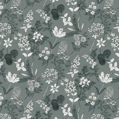 Kasmir Lily Wedgwood in 5154 Blue Cotton  Blend Fire Rated Fabric Heavy Duty CA 117  Modern Floral Vine and Flower   Fabric