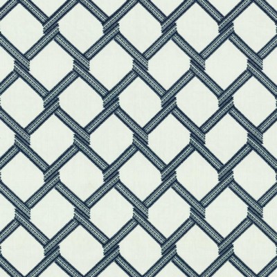 Kasmir Link Navy in 5156 Blue Polyester  Blend Crewel and Embroidered   Fabric