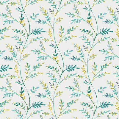 Kasmir Magnifico Caribbean in 5142 Green Cotton  Blend Fire Rated Fabric Crewel and Embroidered  Light Duty CA 117  NFPA 260  Vine and Flower   Fabric