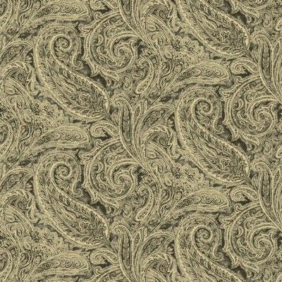 Kasmir Museum Charcoal in 5153 Grey Cotton  Blend Fire Rated Fabric Medium Duty CA 117  Classic Paisley   Fabric
