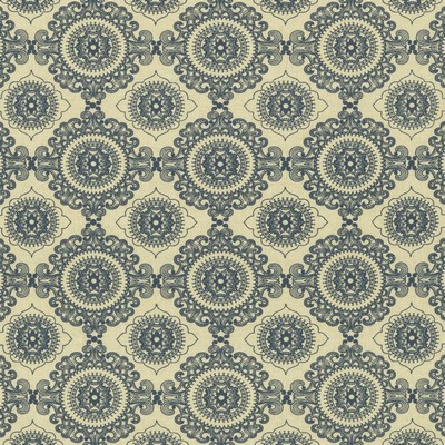 Kasmir Ornamental Indigo in 5156 Blue Cotton  Blend Fire Rated Fabric Crewel and Embroidered  Medium Duty CA 117  NFPA 260  Scroll  Ethnic and Global   Fabric