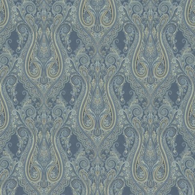 Kasmir Pasadena Blueberry in 1454 Blue Cotton  Blend Fire Rated Fabric Trellis Diamond  Heavy Duty CA 117  NFPA 260  Classic Paisley  Ethnic and Global   Fabric