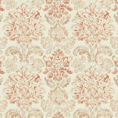 Kasmir Romeo Coral in 1452 Orange Polyester  Blend Fire Rated Fabric Classic Damask  Medium Duty CA 117  Vine and Flower   Fabric