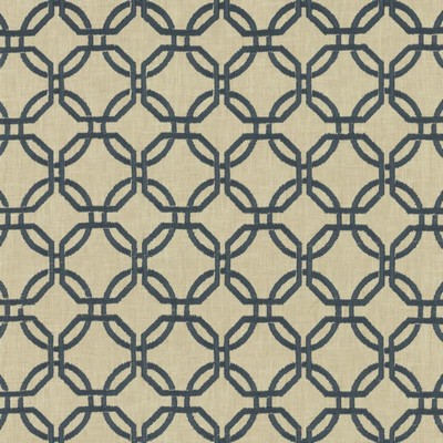 Kasmir Squircle Navy in 1456 Blue Viscose  Blend Fire Rated Fabric Crewel and Embroidered  Heavy Duty CA 117  NFPA 260  Lattice and Fretwork   Fabric