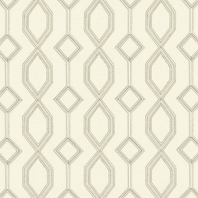 Kasmir Station Ivory in 5156 Beige Cotton  Blend Crewel and Embroidered  Trellis Diamond  Heavy Duty  Fabric