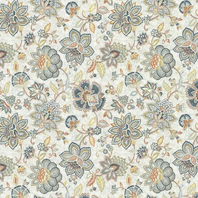 Kasmir Troyan Silver in 5137 Silver Cotton  Blend Jacobean Floral   Fabric