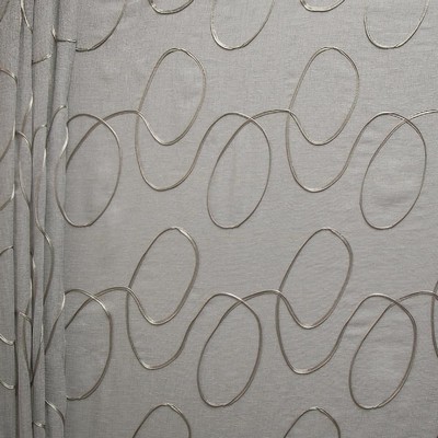 Kasmir Willamina Smoke in 1465 Grey Polyester
 Fire Rated Fabric NFPA 701 Flame Retardant  Extra Wide Sheer  Circles and Swirls Sheer   Fabric
