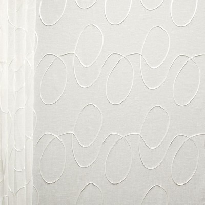 Kasmir Willamina Snow in 1465 White Polyester
 Fire Rated Fabric NFPA 701 Flame Retardant  Extra Wide Sheer  Circles and Swirls Sheer   Fabric