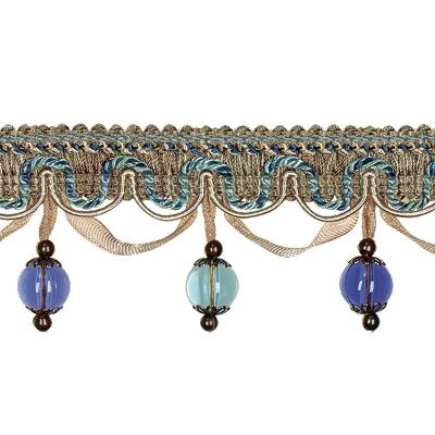 Fabricut Trim Jewelry Capri in INDULGENCE TRIMMING VOLUME II 3330 Blue Plastic  Blend Beaded Trim  Fabric