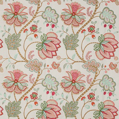 Colefax and Fowler Baptista Linen Coral Green F4102-06 Designer Fabrics 435 F4102 06 Orange Linen  Blend