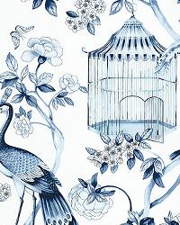 OISEAUX ET FLEURS PORCELAIN by  Schumacher Wallpaper 