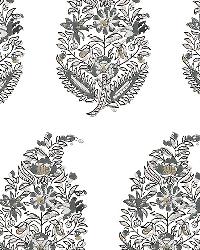 RAJASTHAN PAISLEY SILVER by  Schumacher Wallpaper 