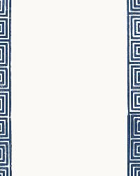 GREEK KEY STRIPE NAVY by  Schumacher Wallpaper 