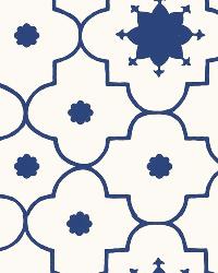 TAJ TRELLIS JAIPUR BLUE by  Schumacher Wallpaper 