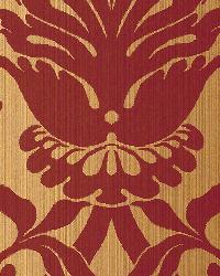 FIORELLA DAMASK RED ON GOLD by  Schumacher Wallpaper 