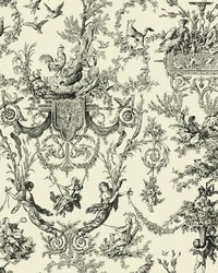 Old World Toile Wallpaper beige black by   