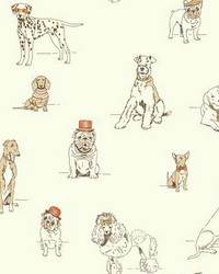 Dogs Life Wallpaper orange metallic gold by  Kravet 