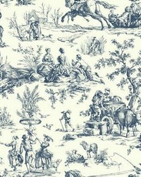 Seasons Toile Wallpaper navy off-white by   