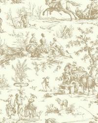 Seasons Toile Wallpaper brown off-white by   