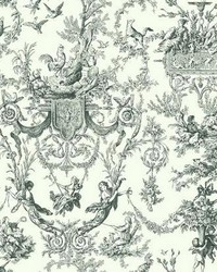Old World Toile Wallpaper black white by   