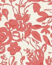 Coral Brushstroke Floral Wallpaper by   