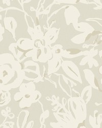 Taupe Brushstroke Floral Wallpaper by   