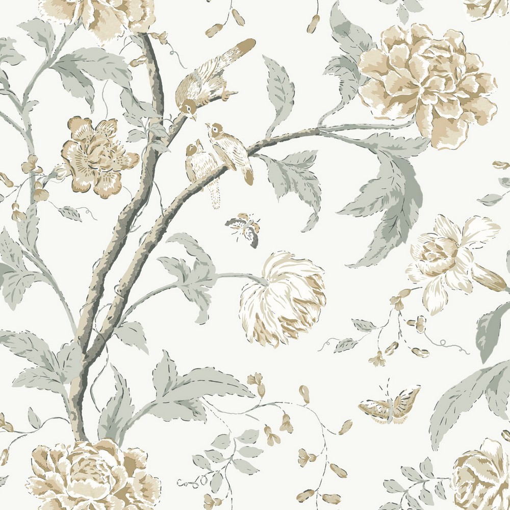 York Wallcovering Neutral Teahouse Floral Wallpaper Wallpaper