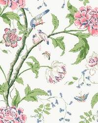 White and Blush Teahouse Floral Wallpaper by   