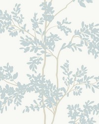White and Cloud Blue Lunaria Silhouette Wallpaper by   