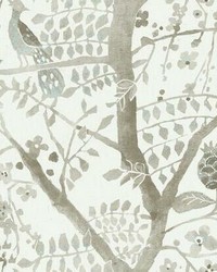 Peacock Block Print Wallpaper Off White by   