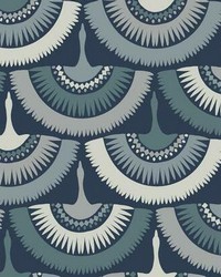 Feather and Fringe Wallpaper Blue by   