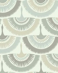 Feather and Fringe Wallpaper Cream Blue by   