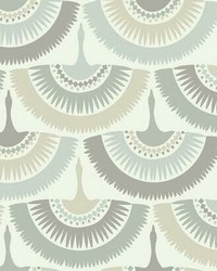 Feather and Fringe Wallpaper Cream Blue by  S Harris 