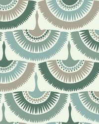 Feather and Fringe Wallpaper Green by   