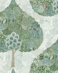 Mystic Forest Wallpaper Green Teal by  S Harris 