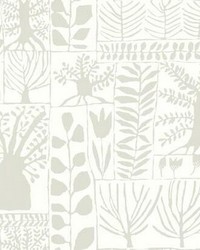 Primitive Trees Wallpaper White Cream by  Warner 