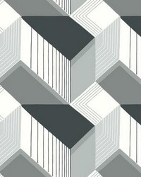 Graphic Geo Blocks Wallpaper Black White by  Warner 