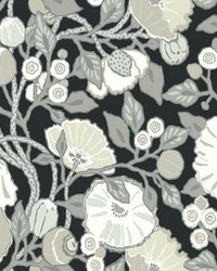 Vincent Poppies Wallpaper Black Cream by   