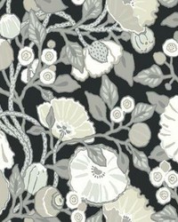 Vincent Poppies Wallpaper Black Cream by  Carey Lind 