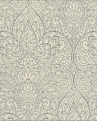 Paradise Wallpaper metallic gray white by   