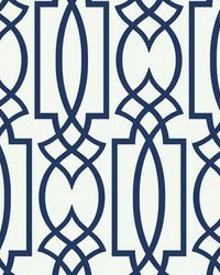 Large Lattice Wallpaper Blues by  York Wallcovering 