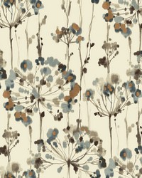 Flourish Wallpaper cream  grey blue  grey  brown  metallic gold by   